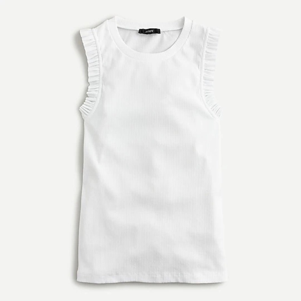 NWT! Ribbed ruffle tank size XL WHITE